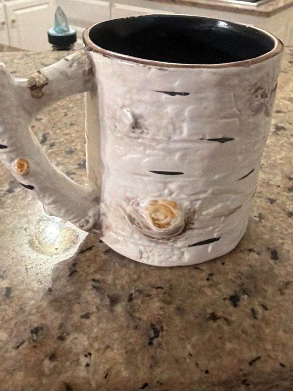 Birch Bark Ceramic Mug by DEPT 56- White with Brown Accents